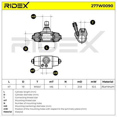 Cylinderek hamulcowy RIDEX 277W0090 277W0090 - foto 10