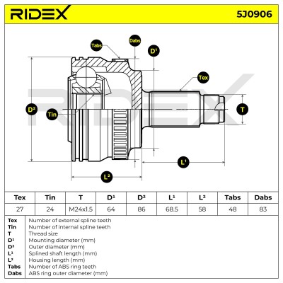 Przegub RIDEX 5J0906 5J0906 - foto 6