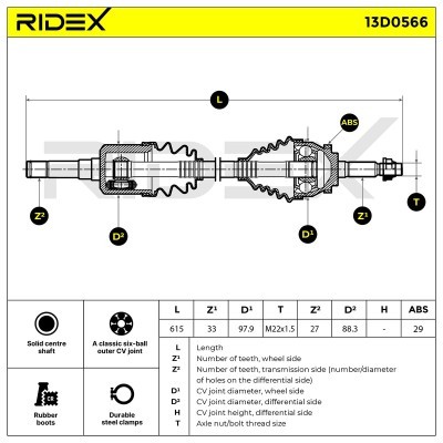 Półoś Napędowa RIDEX 13D0566 13D0566 - foto 7