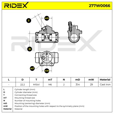 Cylinderek hamulcowy RIDEX 277W0066 277W0066 - foto 6
