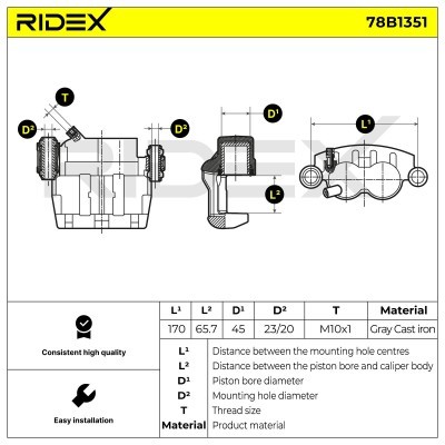 Zacisk Hamulcowy RIDEX 78B1351 78B1351 - foto 6