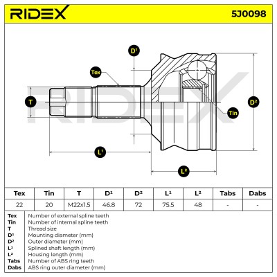 Przegub RIDEX 5J0098 5J0098 - foto 9