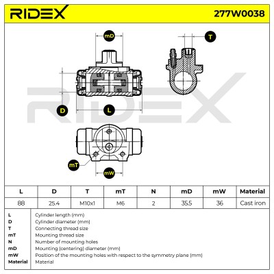 Cylinderek hamulcowy RIDEX 277W0038 277W0038 - foto 6