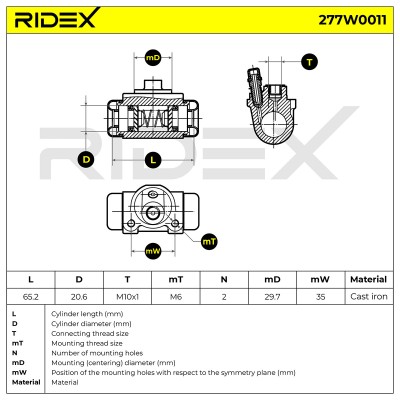 Cylinderek hamulcowy RIDEX 277W0011 277W0011 - foto 6