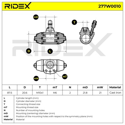 Cylinderek hamulcowy RIDEX 277W0010 277W0010 - foto 6
