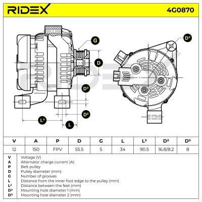 Alternator RIDEX 4G0870 4G0870 - foto 5