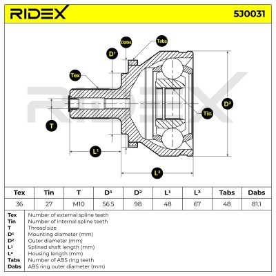 Przegub RIDEX 5J0031 5J0031 - foto 5