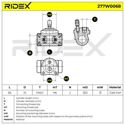 Cylinderek hamulcowy RIDEX 277W0068 277W0068 - foto 6