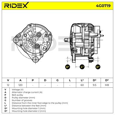 Alternator RIDEX 4G0719 4G0719 - foto 6