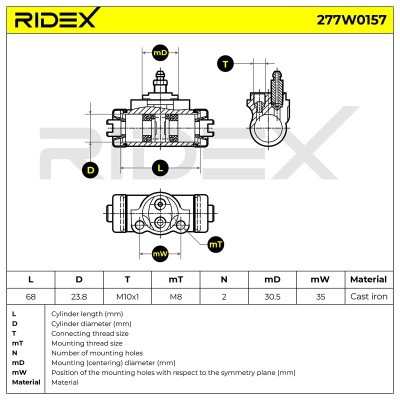 Cylinderek hamulcowy RIDEX 277W0157 277W0157 - foto 6