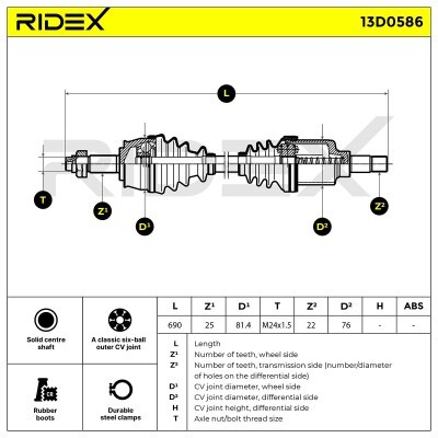 Półoś Napędowa RIDEX 13D0586 13D0586 - foto 8
