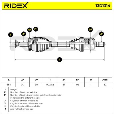 Półoś Napędowa RIDEX 13D1314 13D1314 - foto 8