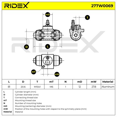 Cylinderek hamulcowy RIDEX 277W0069 277W0069 - foto 6