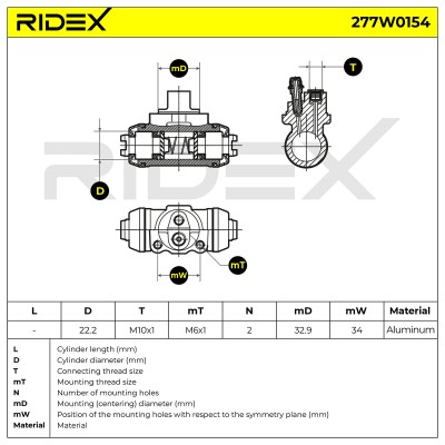 Cylinderek hamulcowy RIDEX 277W0154 277W0154 - foto 6