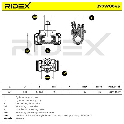 Cylinderek hamulcowy RIDEX 277W0043 277W0043 - foto 8