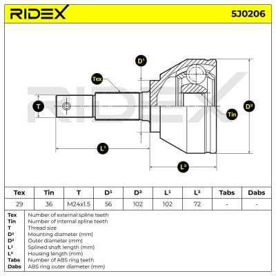 Przegub RIDEX 5J0206 5J0206 - foto 7