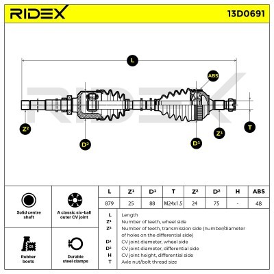 Półoś Napędowa RIDEX 13D0691 13D0691 - foto 6