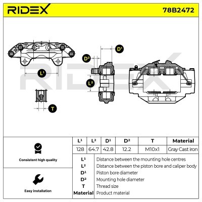 Zacisk Hamulcowy RIDEX 78B2472 78B2472 - foto 2