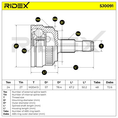 Przegub RIDEX 5J0091 5J0091 - foto 6