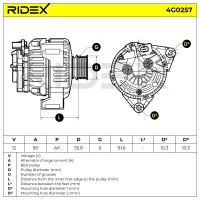 Alternator RIDEX 4G0257 4G0257 - foto 6