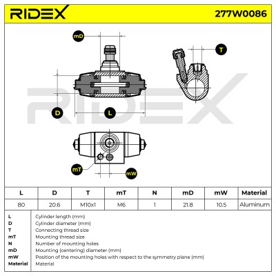 Cylinderek hamulcowy RIDEX 277W0086 277W0086 - foto 6