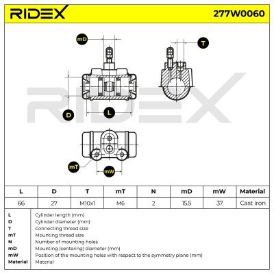 Cylinderek hamulcowy RIDEX 277W0060 277W0060 - foto 9