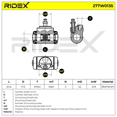 Cylinderek hamulcowy RIDEX 277W0135 277W0135 - foto 5