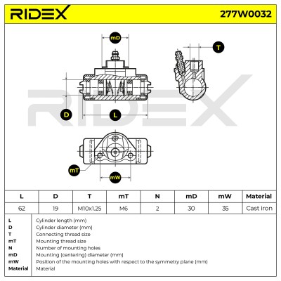 Cylinderek hamulcowy RIDEX 277W0032 277W0032 - foto 6