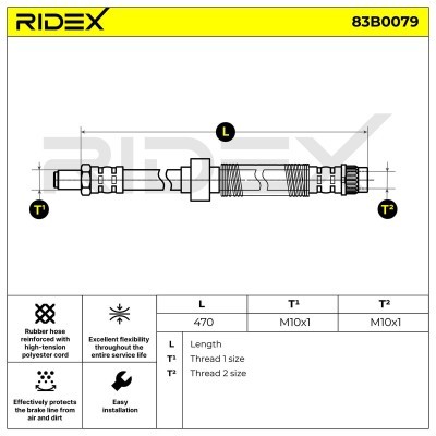 Przewód hamulcowy elast RIDEX 83B0079 83B0079 - foto 3