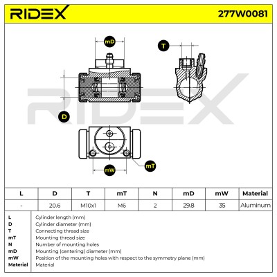 Cylinderek hamulcowy RIDEX 277W0081 277W0081 - foto 6
