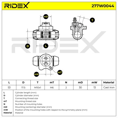 Cylinderek hamulcowy RIDEX 277W0044 277W0044 - foto 6