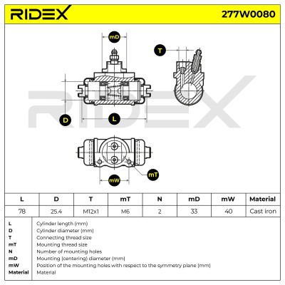 Cylinderek hamulcowy RIDEX 277W0080 277W0080 - foto 6