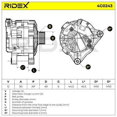 Alternator RIDEX 4G0243 4G0243 - foto 4