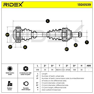 Półoś Napędowa RIDEX 13D0539 13D0539 - foto 7