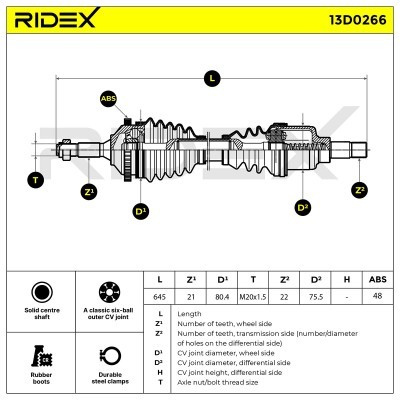 Półoś Napędowa RIDEX 13D0266 13D0266 - foto 5