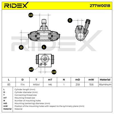 Cylinderek hamulcowy RIDEX 277W0018 277W0018 - foto 6