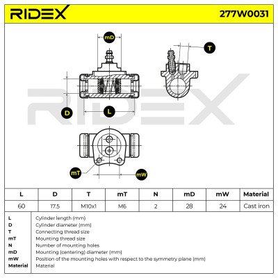 Cylinderek hamulcowy RIDEX 277W0031 277W0031 - foto 8