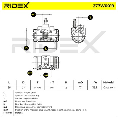 Cylinderek hamulcowy RIDEX 277W0019 277W0019 - foto 6