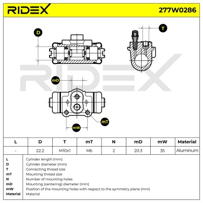 Cylinderek hamulcowy RIDEX 277W0286 277W0286 - foto 6