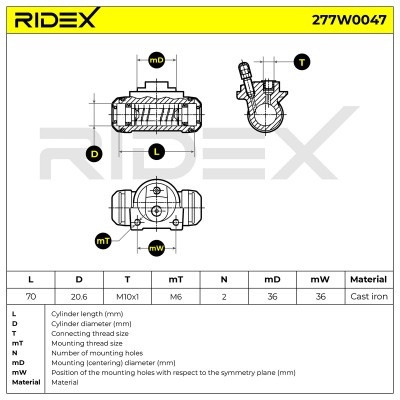 Cylinderek hamulcowy RIDEX 277W0047 277W0047 - foto 6