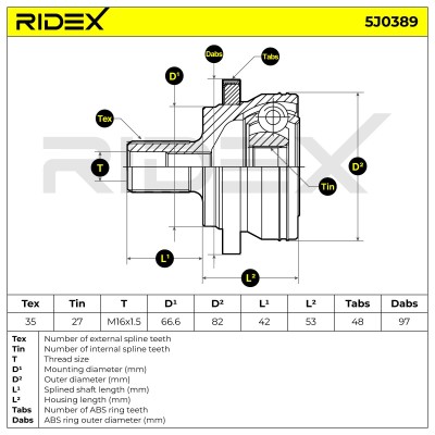 Przegub RIDEX 5J0389 5J0389 - foto 7