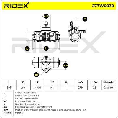 Cylinderek hamulcowy RIDEX 277W0030 277W0030 - foto 6