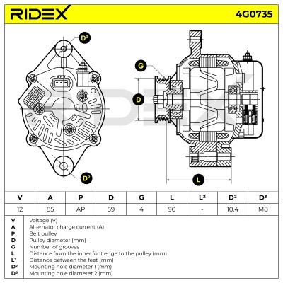 Alternator RIDEX 4G0735 4G0735 - foto 7