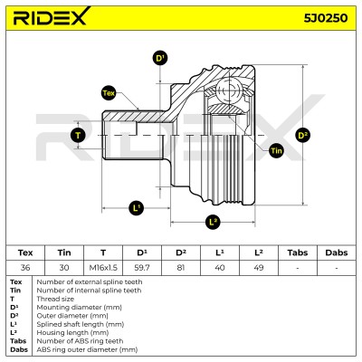 Przegub RIDEX 5J0250 5J0250 - foto 6