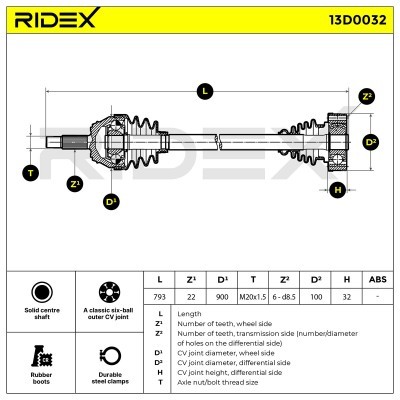 Półoś Napędowa RIDEX 13D0032 13D0032 - foto 10