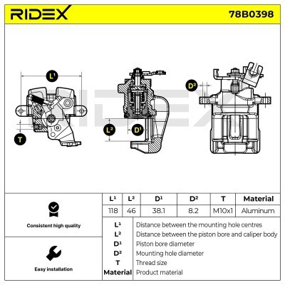 Zacisk Hamulcowy RIDEX 78B0398 78B0398 - foto 7