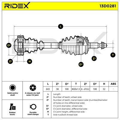 Półoś Napędowa RIDEX 13D0281 13D0281 - foto 3