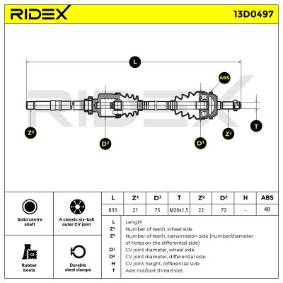 Półoś Napędowa RIDEX 13D0497 13D0497 - foto 8