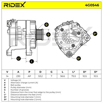 Alternator RIDEX 4G0546 4G0546 - foto 7