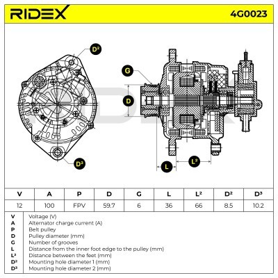 Alternator RIDEX 4G0023 4G0023 - foto 6